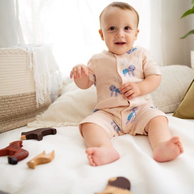 Toby Turtle Muslin Romper