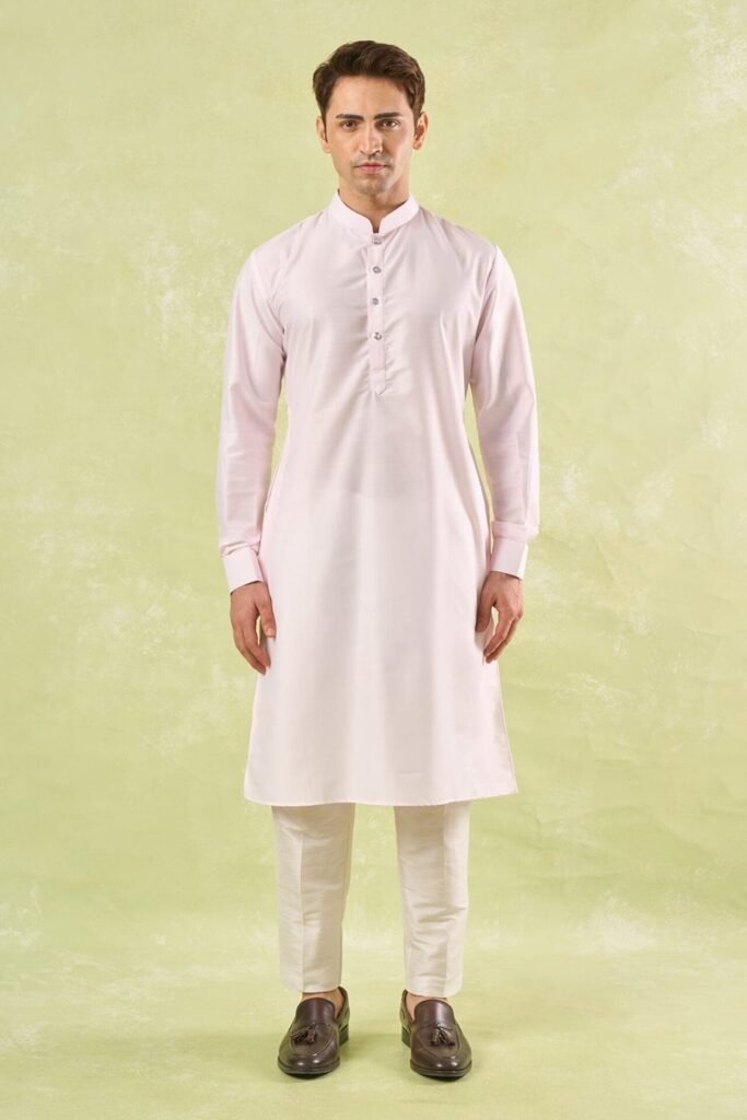 Blush Pink Embroidered Kurta-Bundi