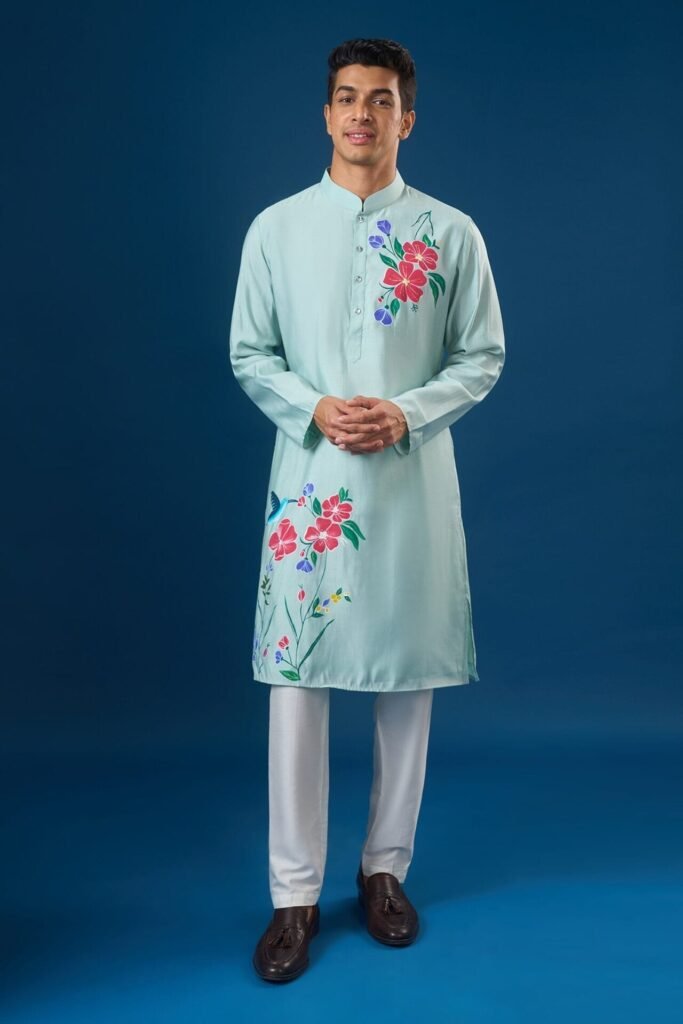 Sky Blue Floral Printed Kurta Set