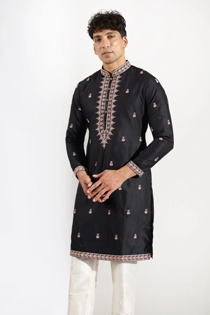Black Embroidered Kurta Set