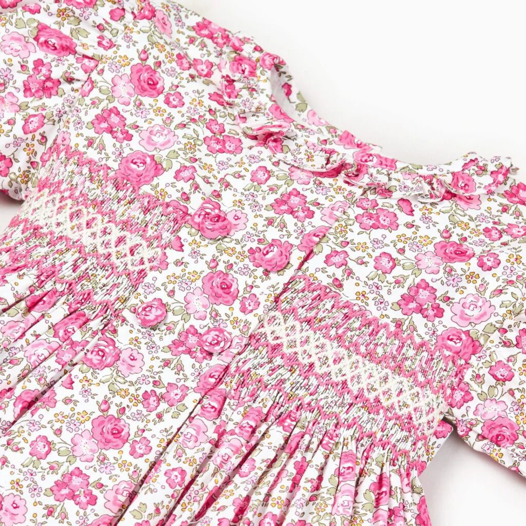 Pink Roses Hand smocked Dress