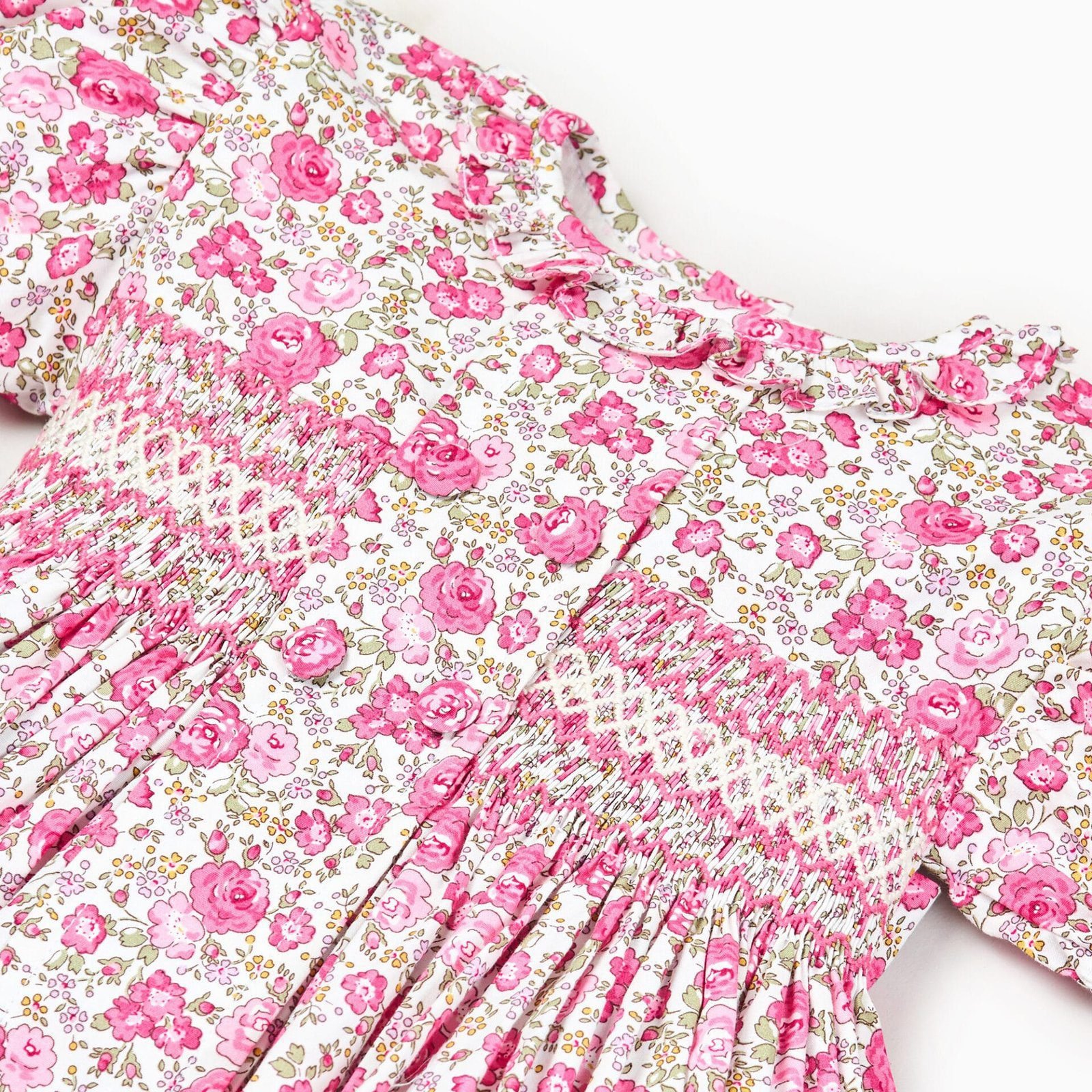 Pink Roses Hand smocked Dress