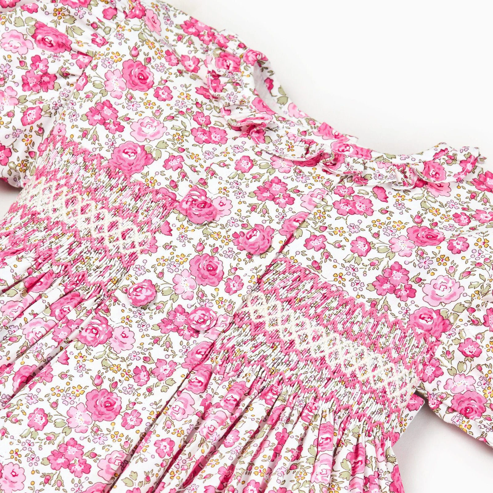 Pink Roses Hand smocked Dress