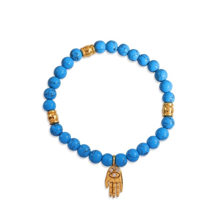 Turquoise Beaded Hamsa Bracelet