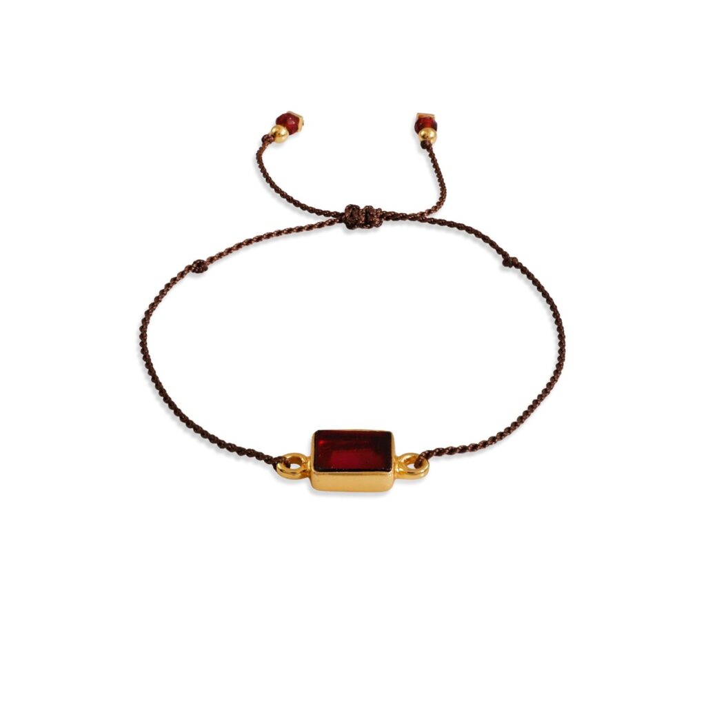 Crimson Stone Cord Bracelet