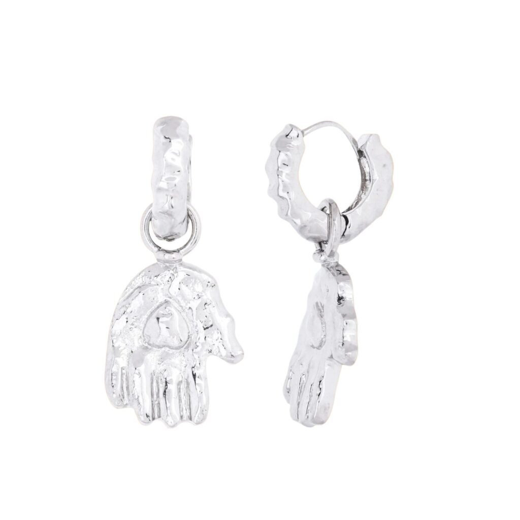 Heart in Hand Earrings Silver