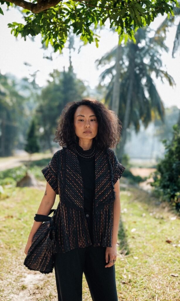 Handwoven Berlin Shawl Collar Top -