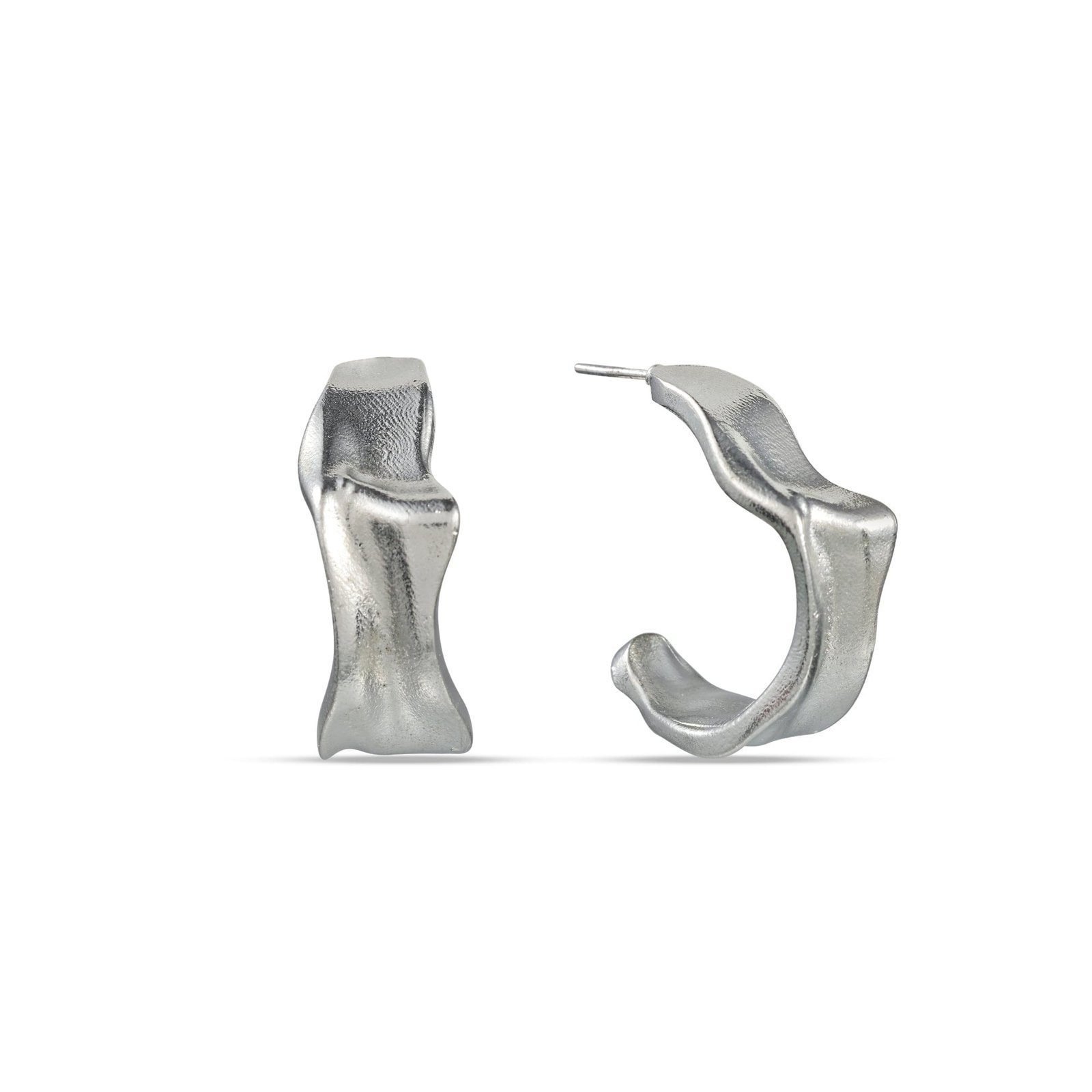 Silver Gilded Crimped Hoops for Wom