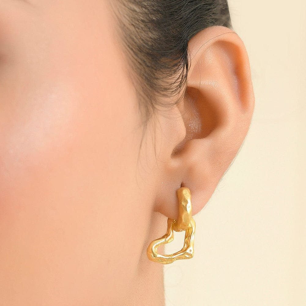 Heart Drop Huggie Earrings for Wome