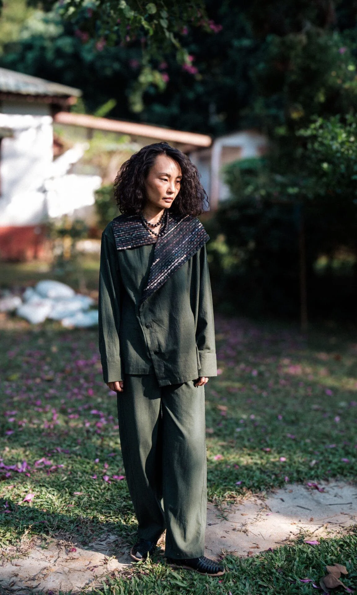 Handwoven Arrow collar shirt - Gree