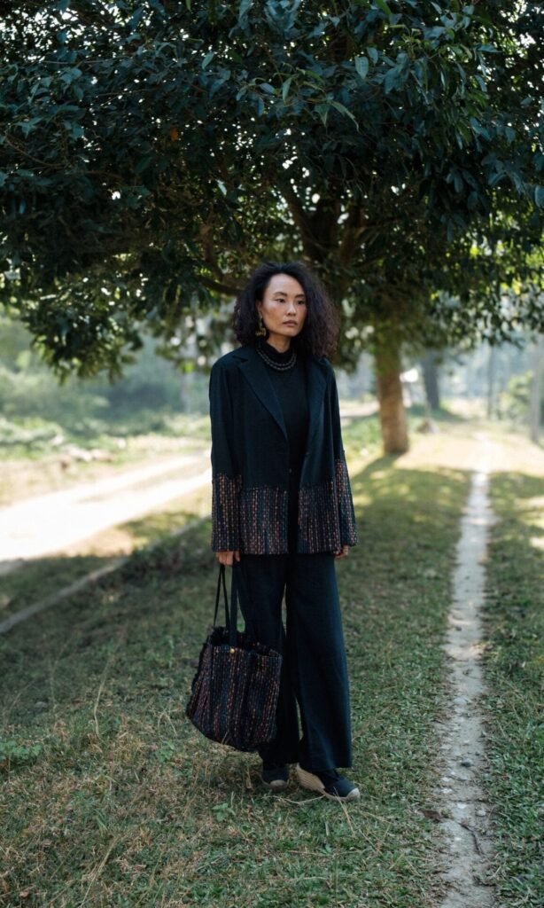 Handwoven Ying Yang Blazer - Black