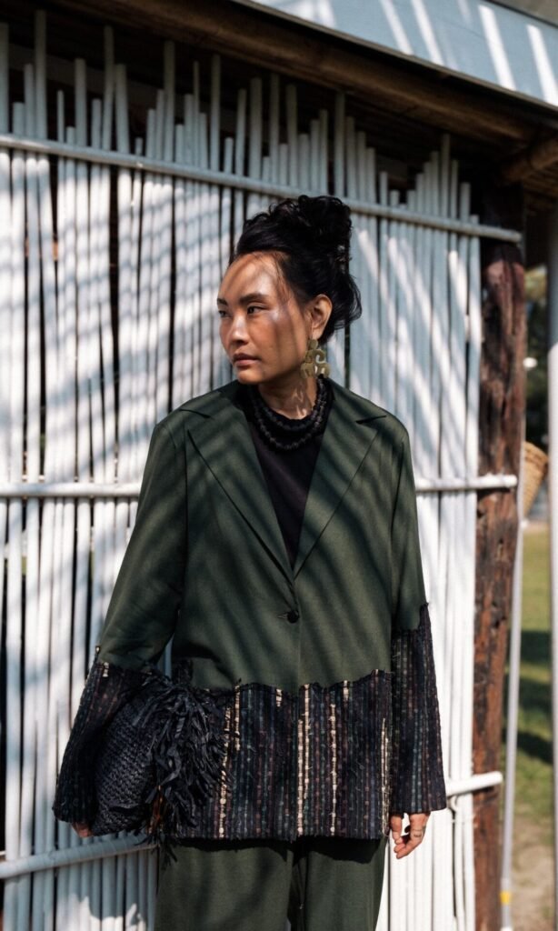 Handwoven Ying Yang Blazer - Green