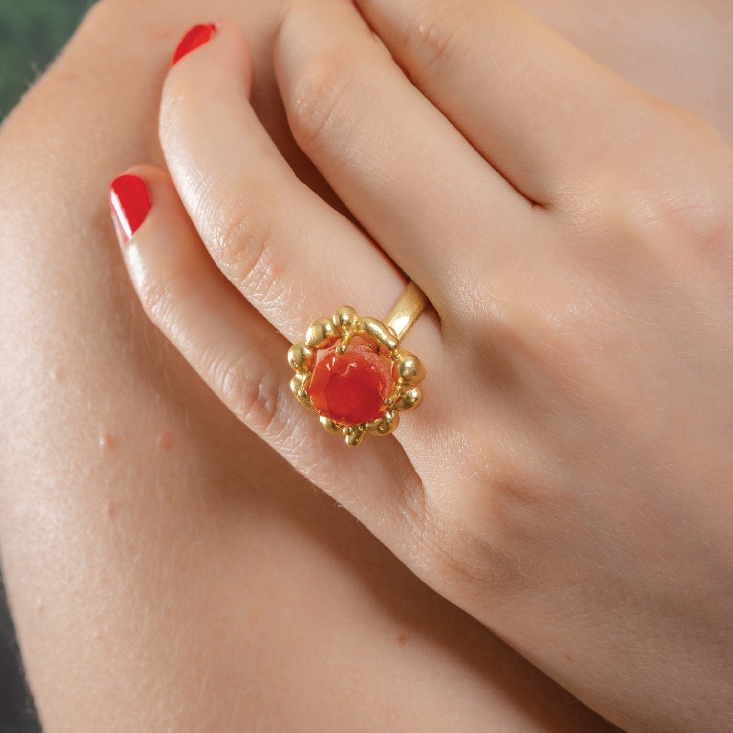 Carnelian Mineral Claw Ring - Natur