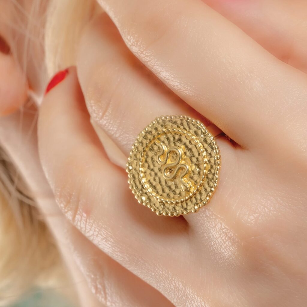Embossed Snake Coin Ring