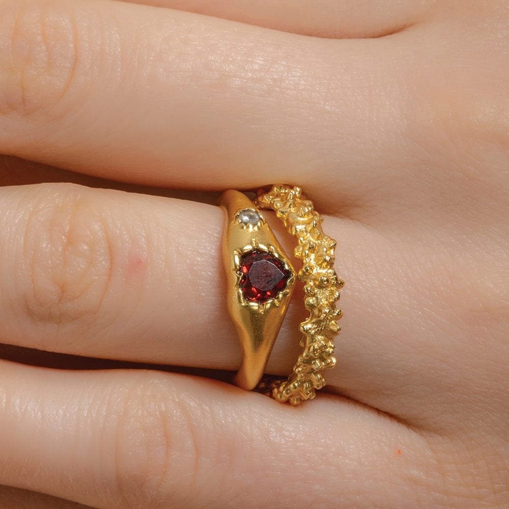 Encased Love Garnet Ring - Natural