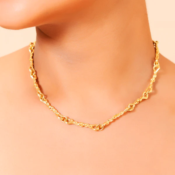 Textured Foliage Link Chain Necklac