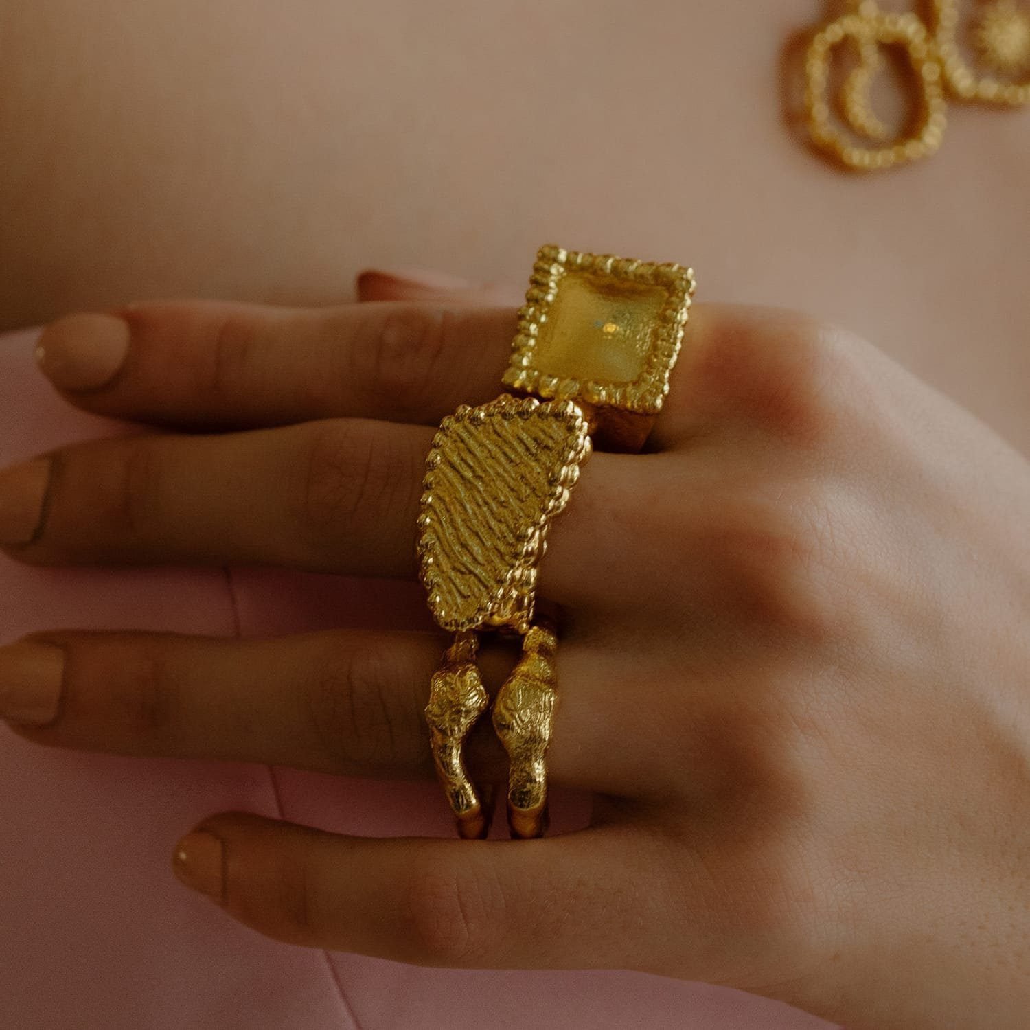 Rugged Plateau Ring – 22KT Gold Pla