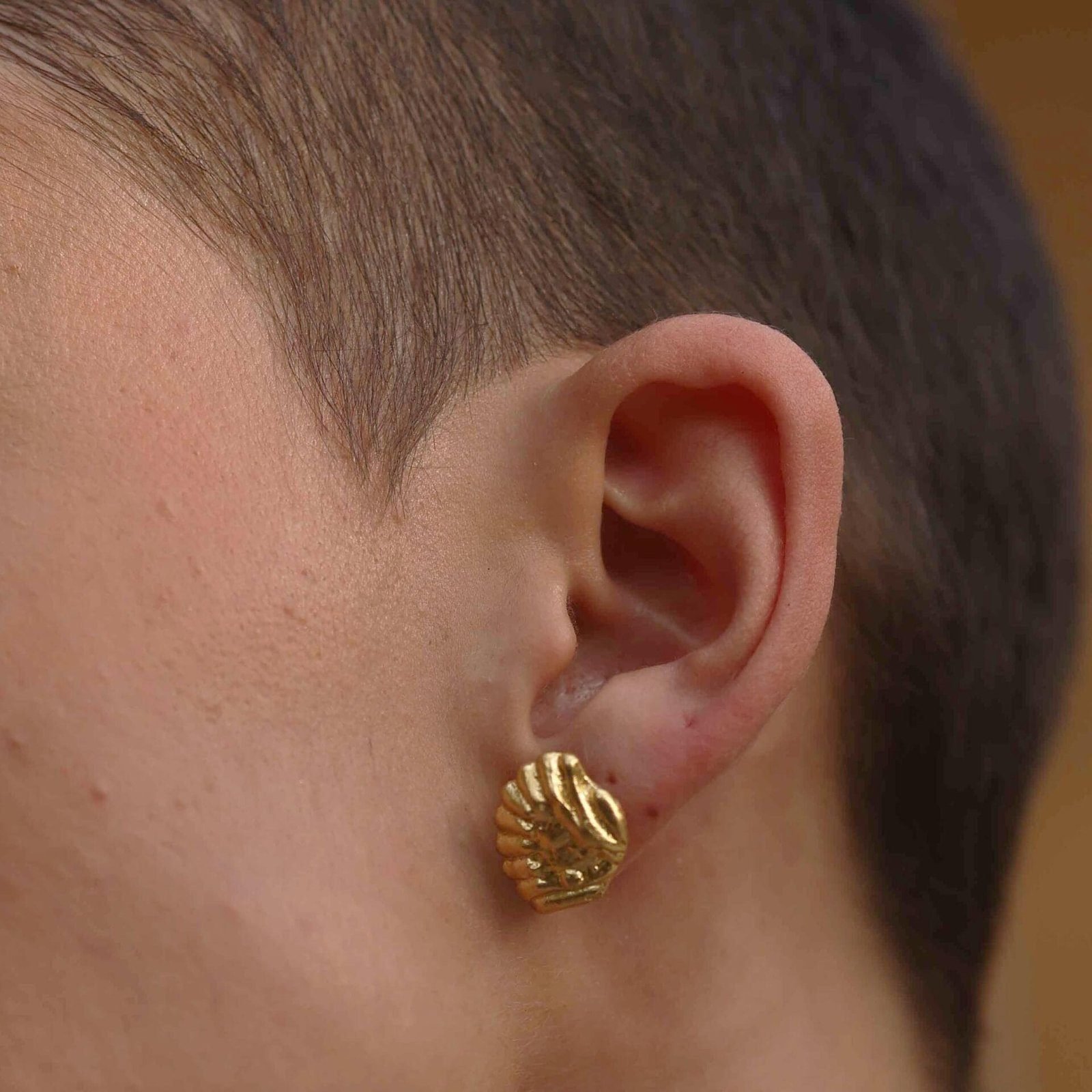 Shoreline Shell Gold Stud Earrings