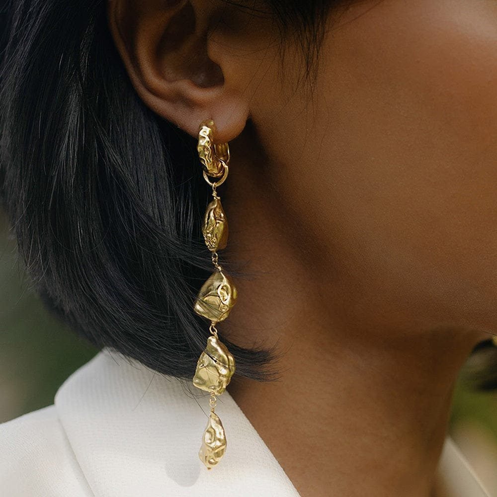 Asymmetrical Nugget Dangler Earring