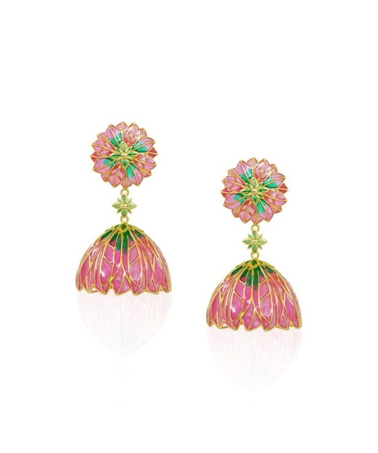 Bloom Lotus Jhumki Earrings Pink