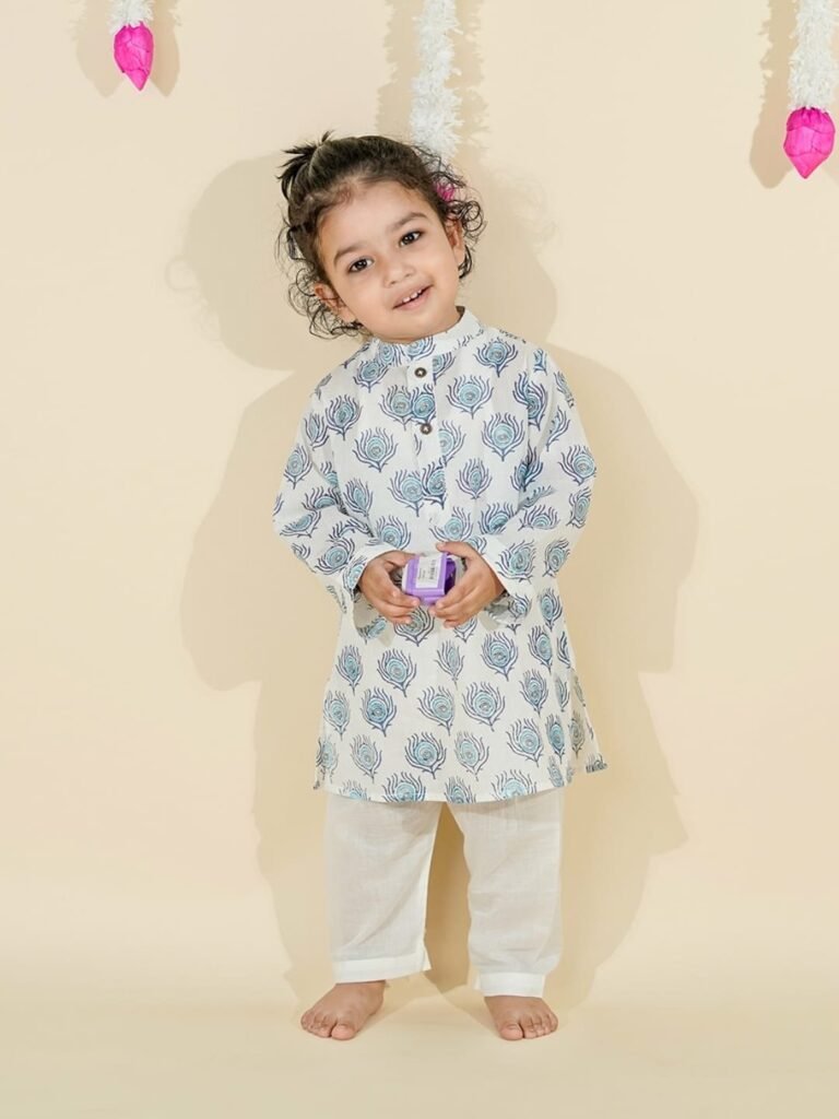 Baby Boy Peacock Peekaboo Kurta Set
