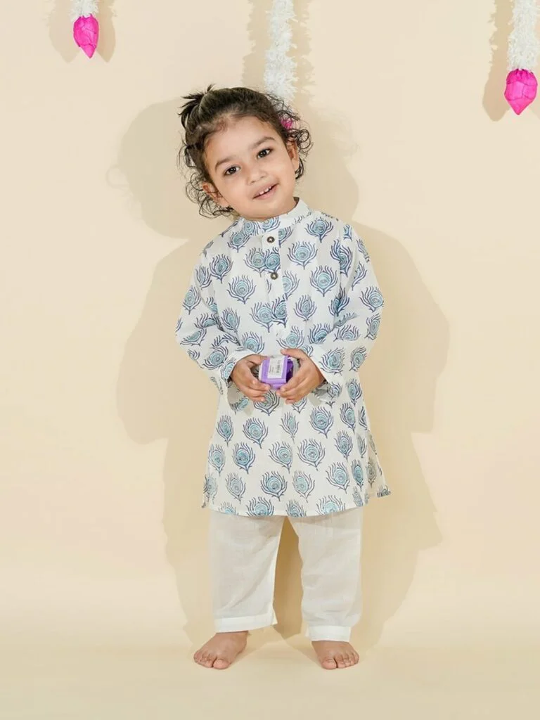 Baby Boy Peacock Peekaboo Kurta Set