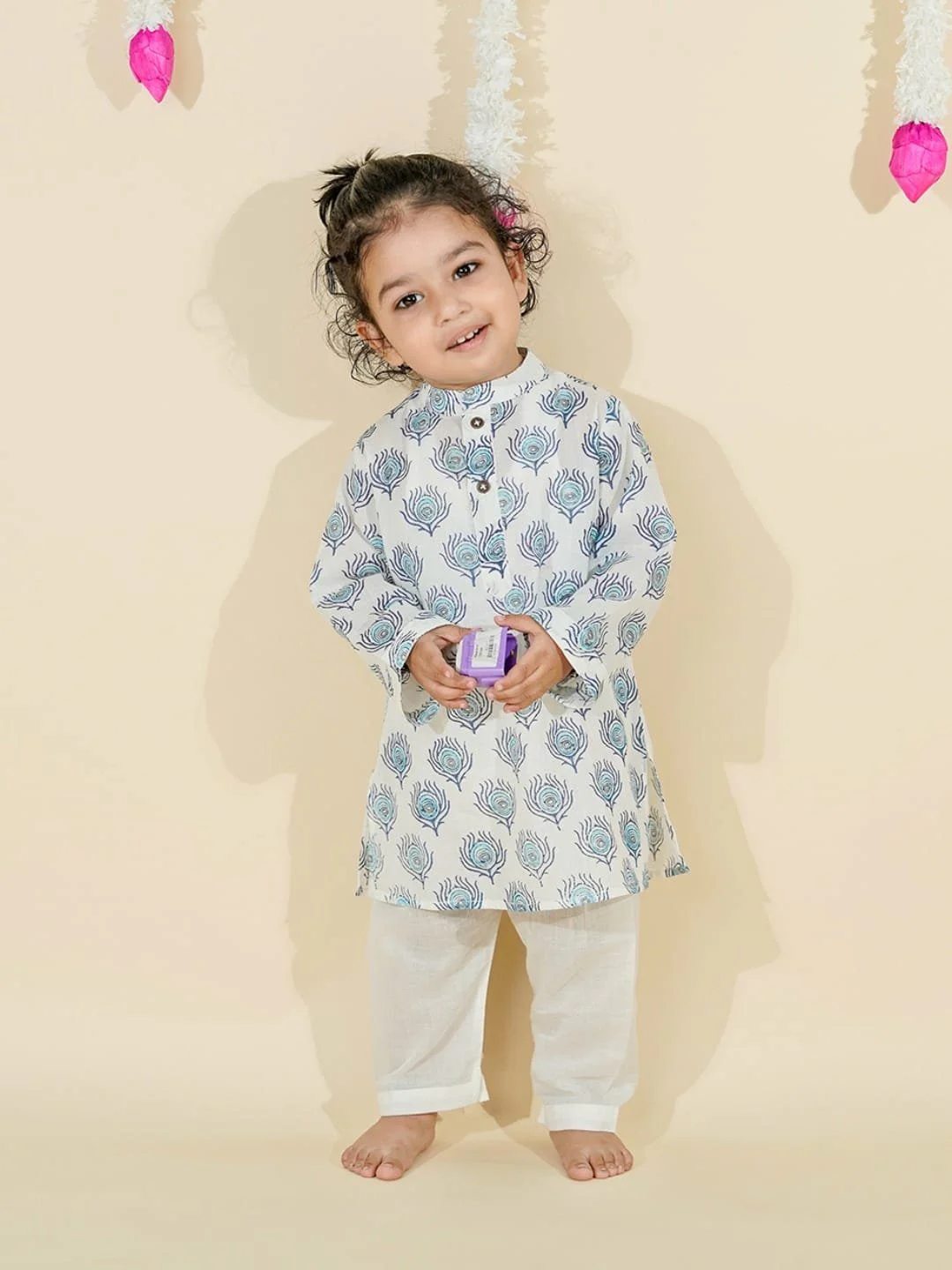 Baby Boy Peacock Peekaboo Kurta Set