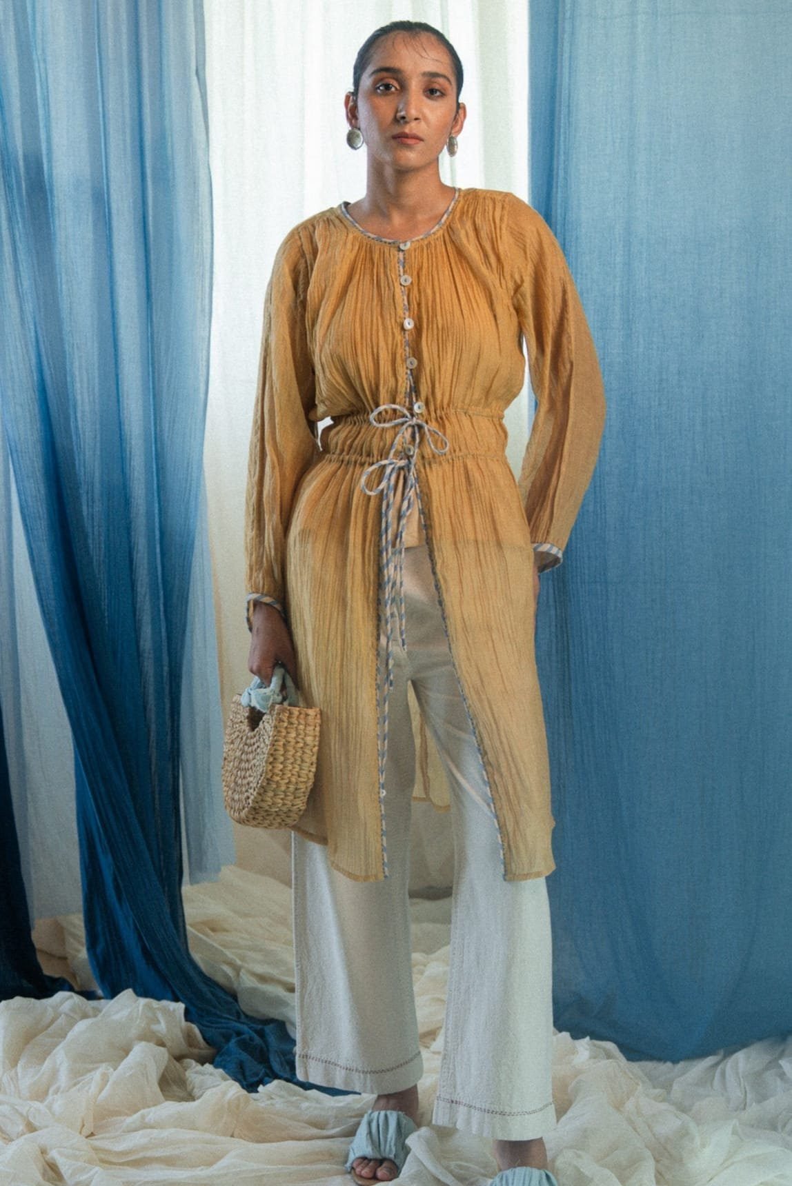 AY Chanderi Ruched Overlay