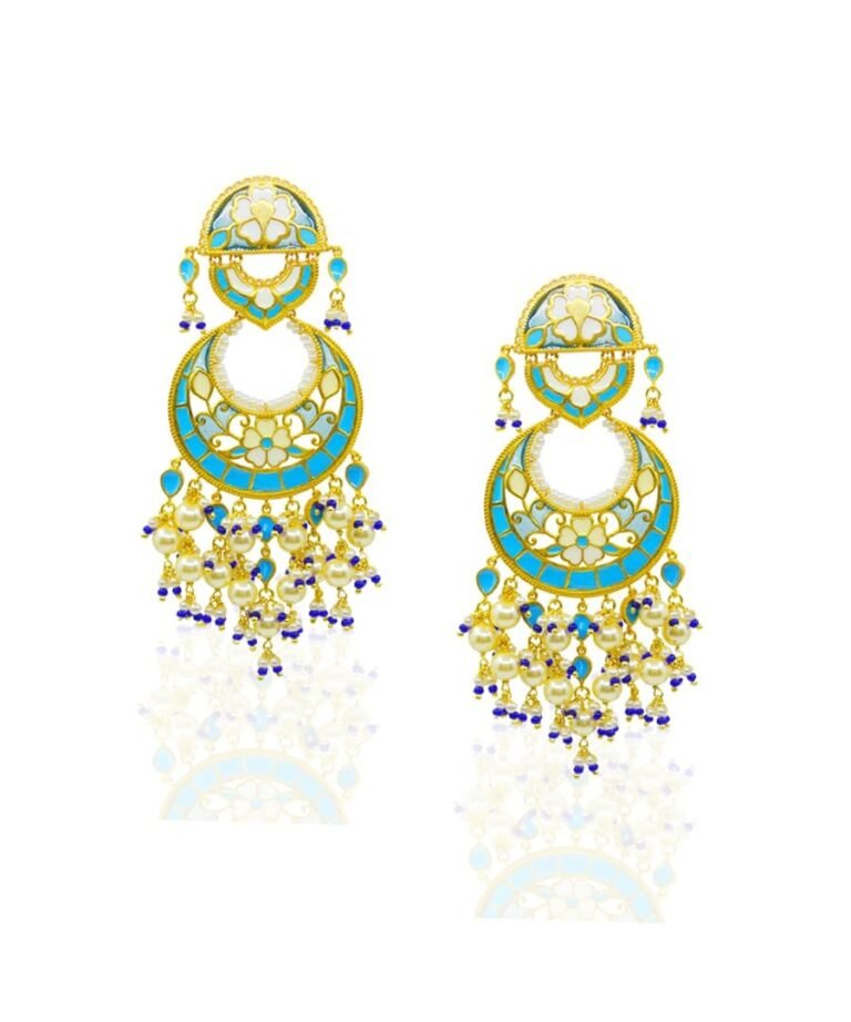 Feroza Chandbali Earrings Blue