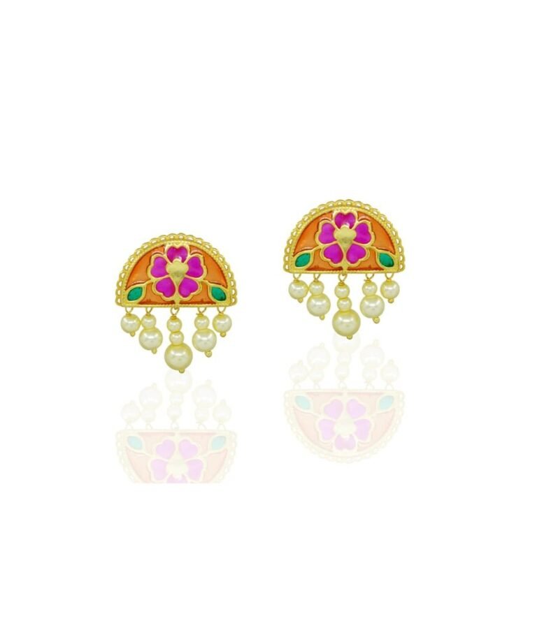 Phulkari Chand Stud Earrings