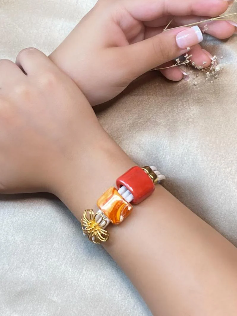 Flower and Light Bracelet in Cork