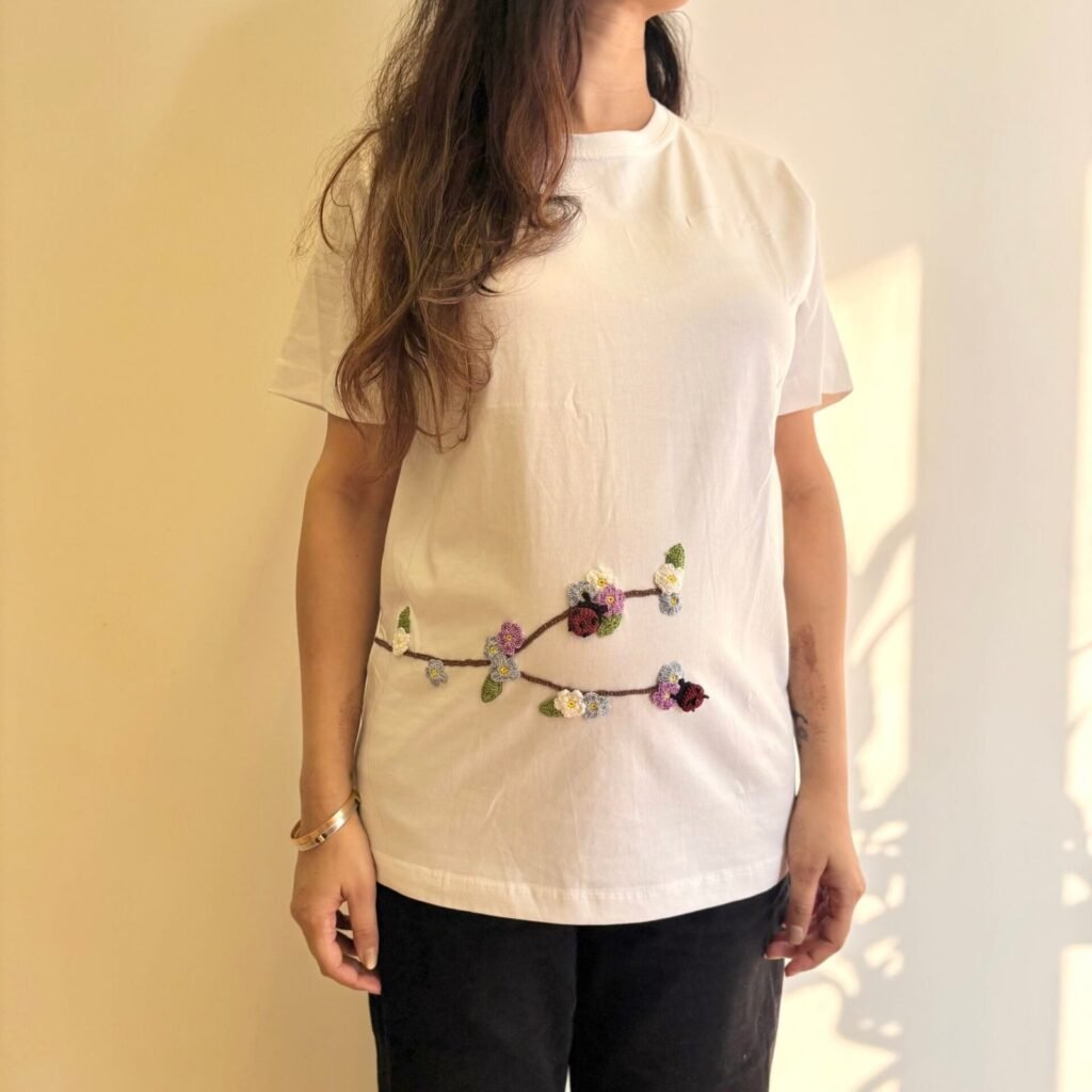 White Serene Stitch T-Shirt
