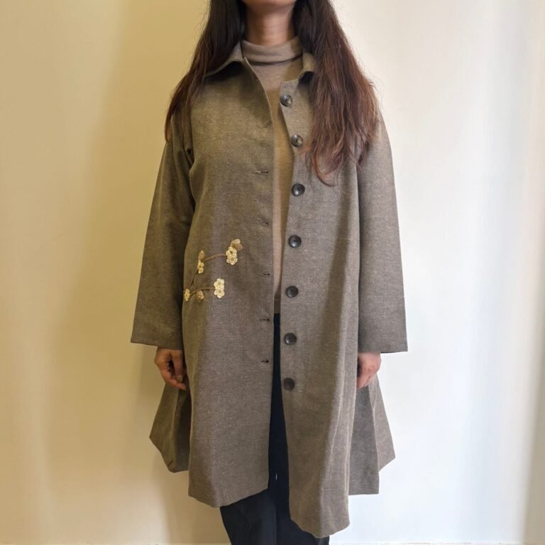 Beige A-Line Woollen Jacket
