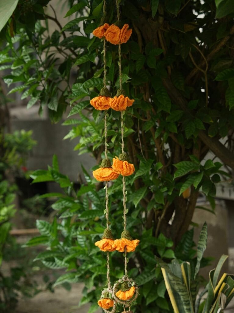 Tangerine Marigold Hangings-Set of