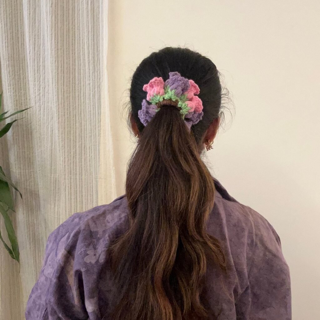 Purple and Pink Tulips Scrunchie