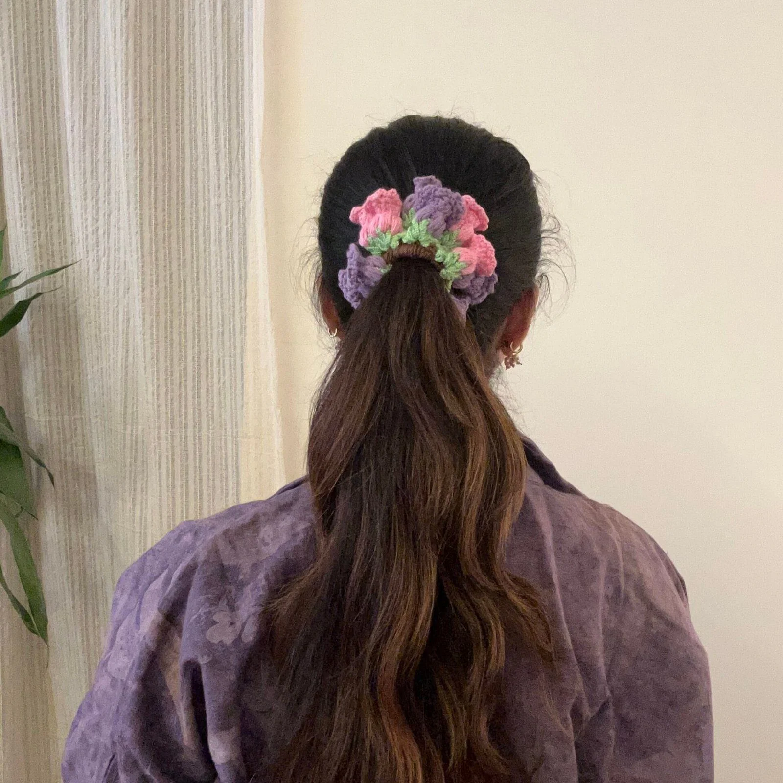 Purple and Pink Tulips Scrunchie