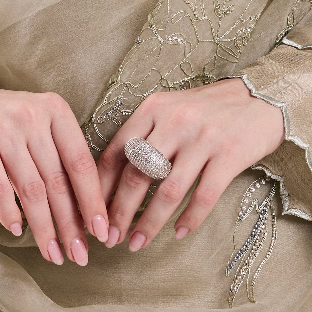 Starlit Pave Dome Ring - 22KT Gold