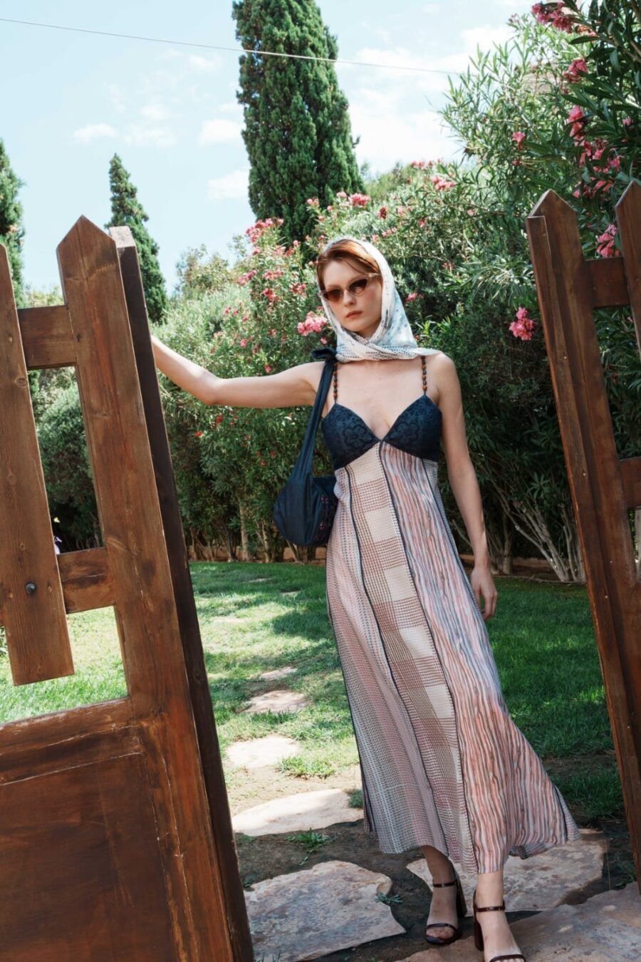 Blue multi printed midi with schffl