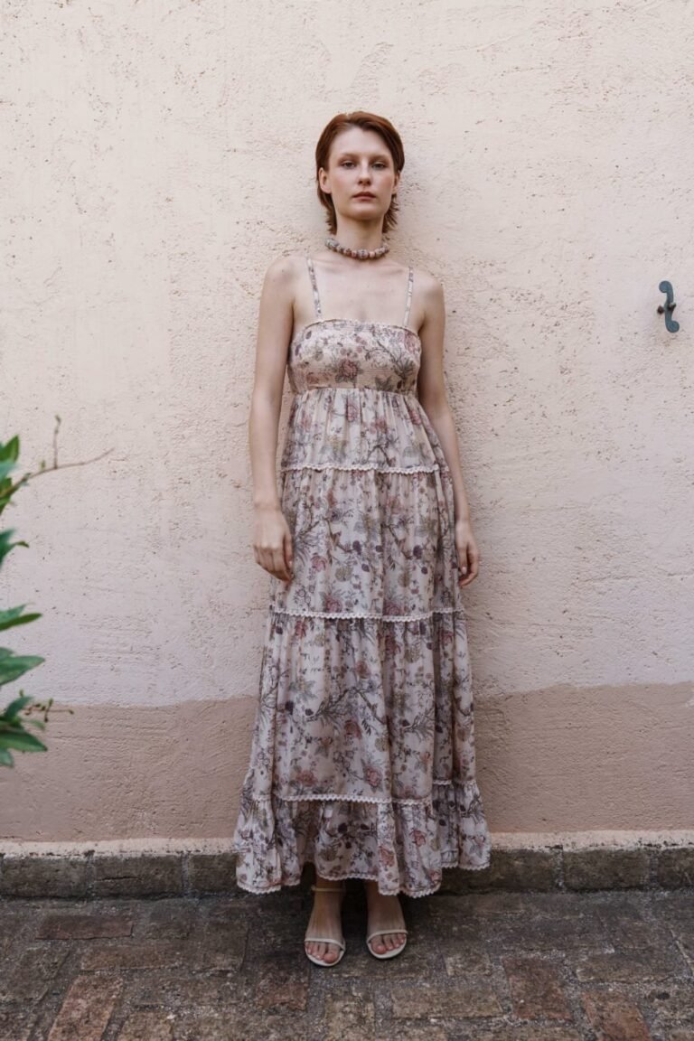 Nude Chintz Tiered Midi