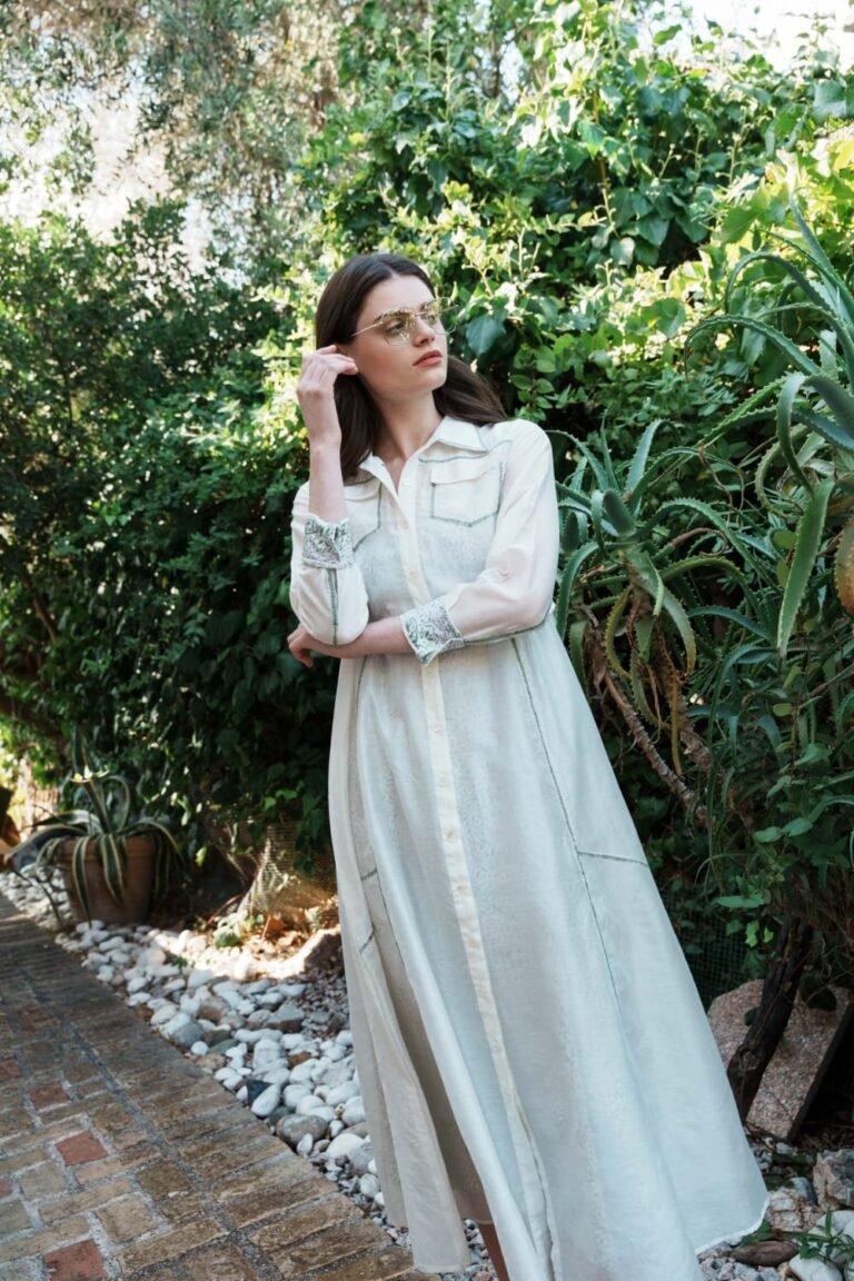 Bone & Green Layered Dress