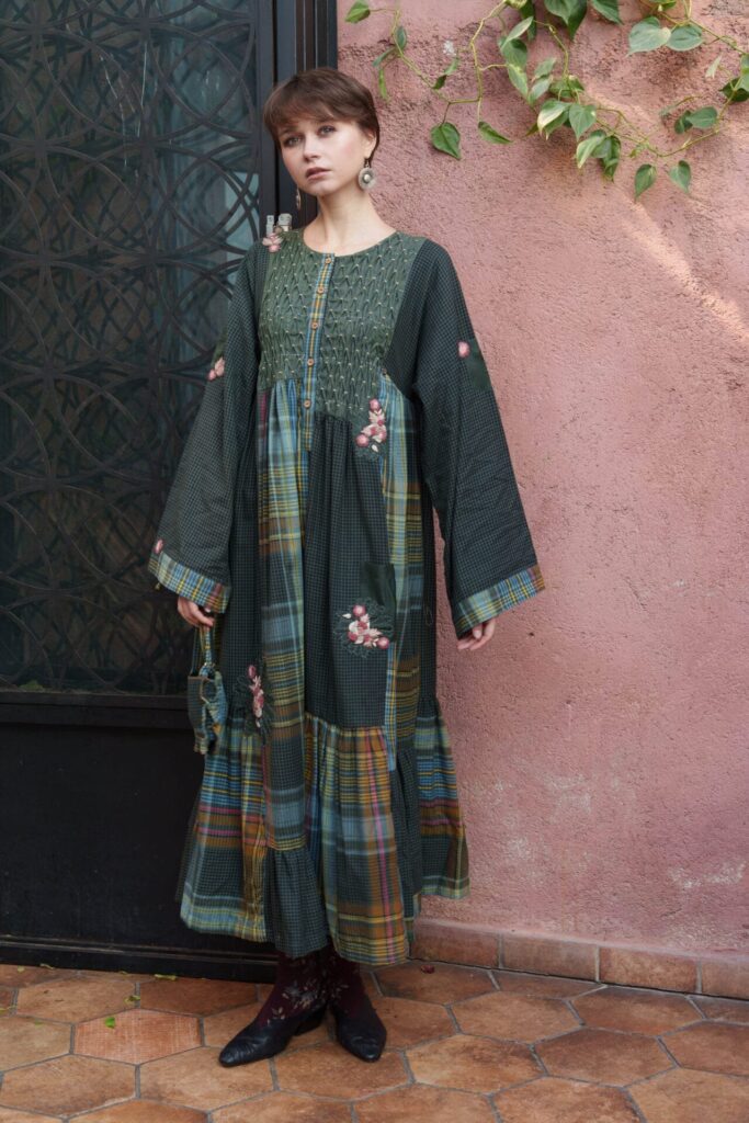 Green cotton midi