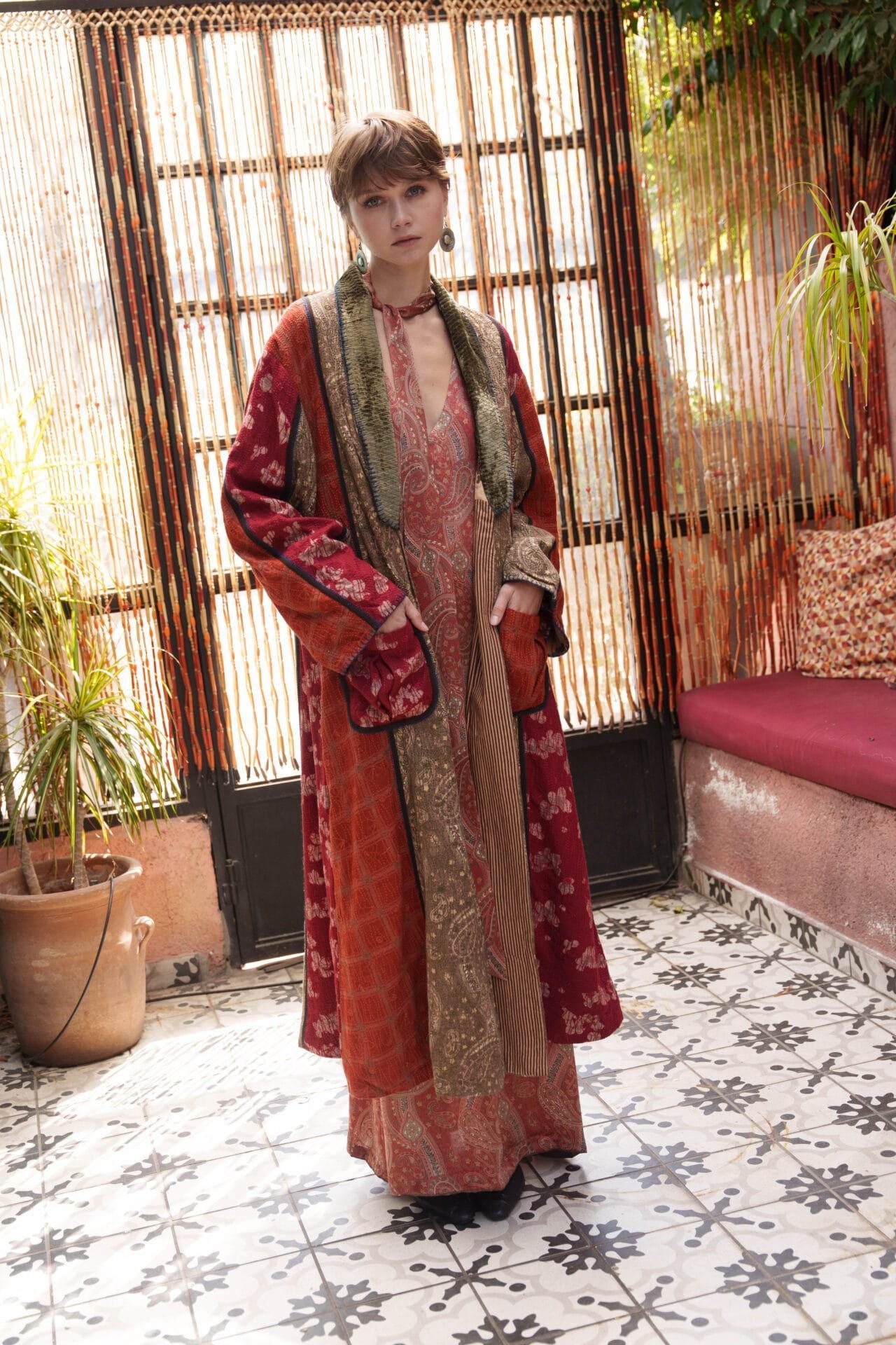 Multi color printed and embroidered