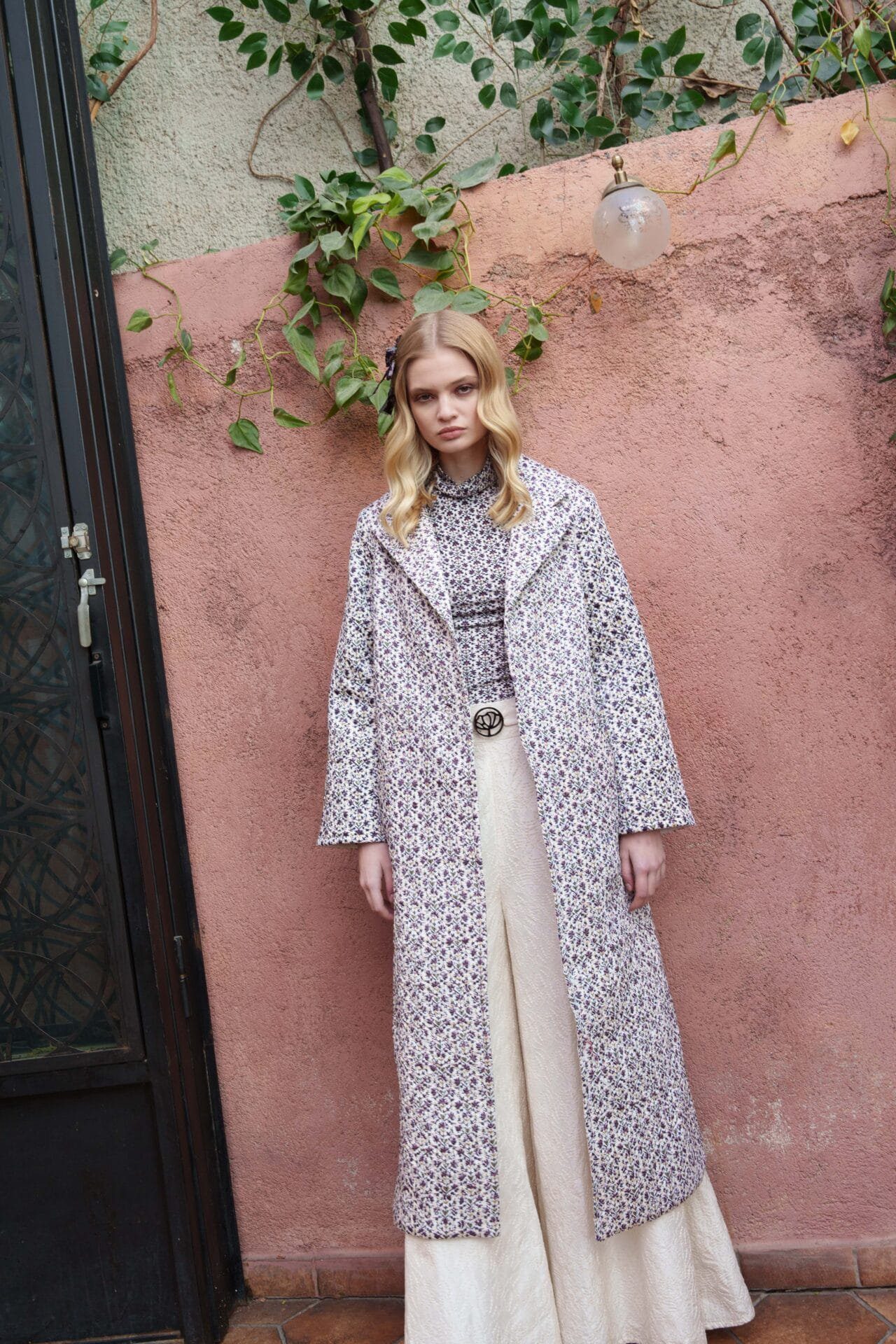 White quilted trench