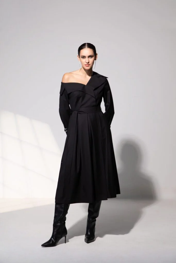 Trench Dress in Midnight Noir