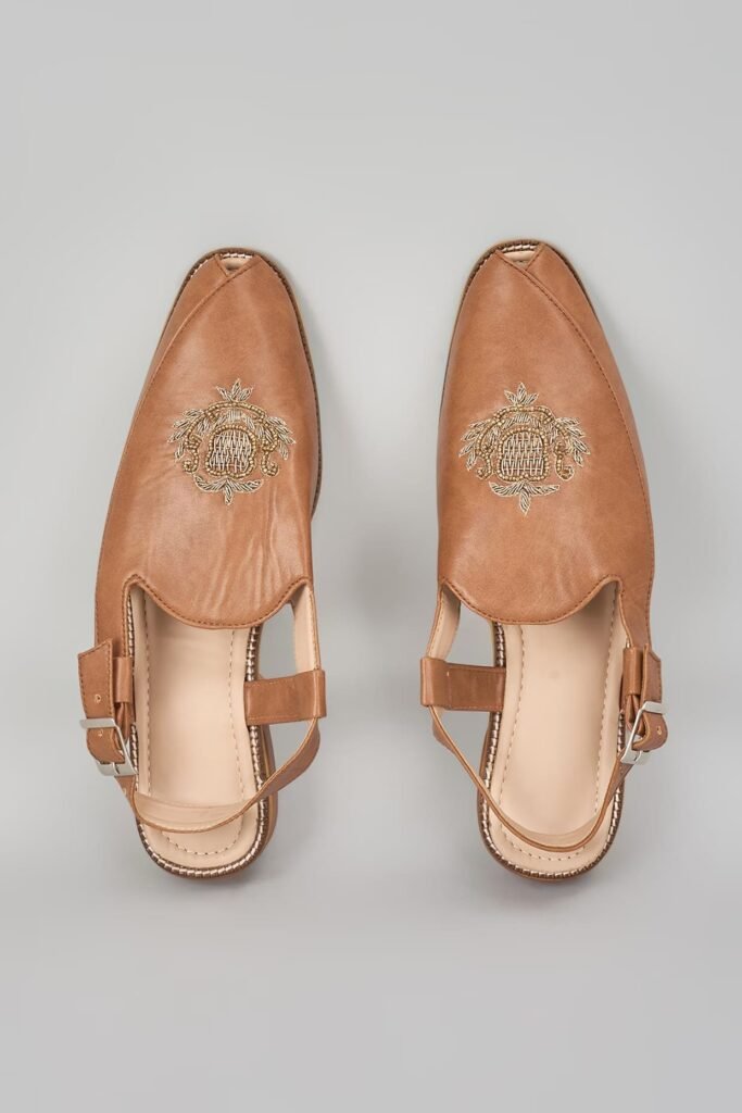 Brown Embroidered Peshawaris