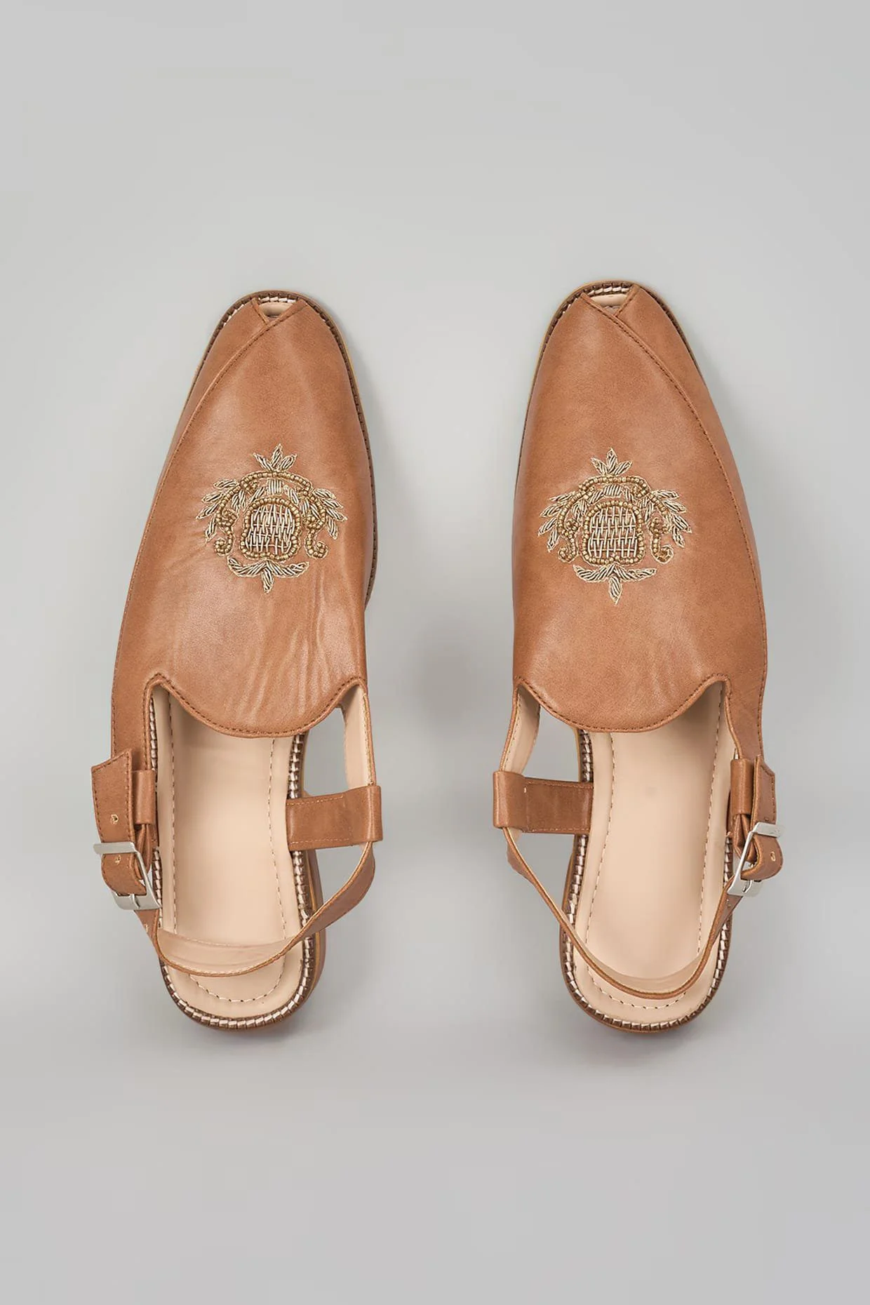 Brown Embroidered Peshawaris