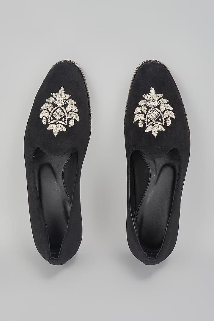 Black Embroidered Loafers