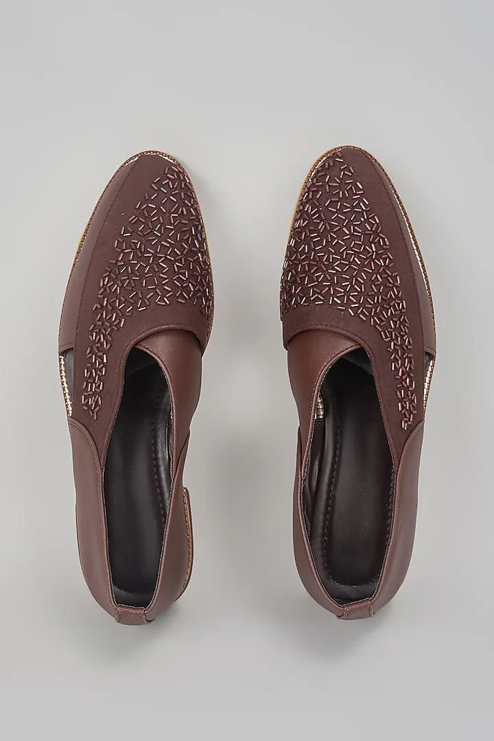 Brown Embroidered Peshawaris