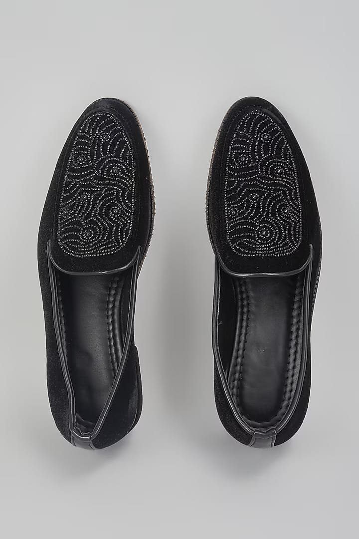 Black Embroidered Loafers