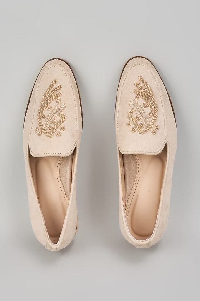 Nude Embroidered Loafers
